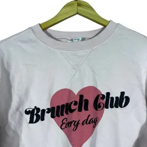 Wildfox Brunch Club Heart Graphic Sweatshirt Pink Coquette Oversized Size S thumbnail 2