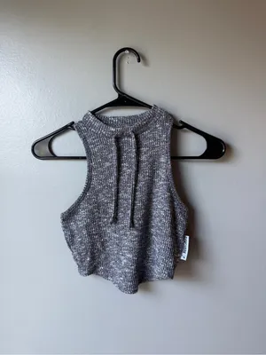 Gymshark Women’s XS Gray Marled Ribbed Crop Tank Top thumbnail 2