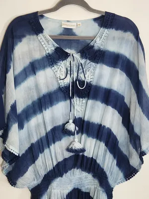 Shiraleah Blue Dyed Cotton Swim Cover-Up One Size thumbnail 2