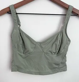 Free People Intimately Mellow mood crop top corset Green Tee Leaves XS thumbnail 1