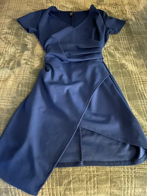Royal Blue Wrap Front Dress thumbnail 4