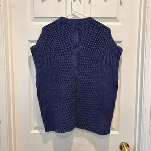 rag & bone Blue Chunky Knit Chevron Sweater Vest Sleeveless Crew Neck Small thumbnail 5