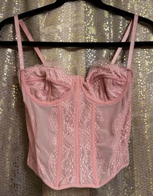 Out From Under Modern Love Lace Bustier Corset Soft Pink Small thumbnail 1