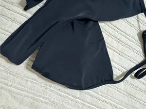aerie Black Wrap Halter Bikini Top thumbnail 2
