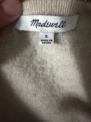 Madewell Kent Merino Alpaca Blend Colorblock Open Soft Cozy Preppy Cardigan Small. thumbnail 6