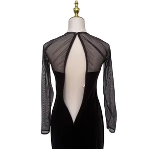 VTG 90s‎ Cache Velvet Beaded Evening Gown XS Brown Sheer Mesh Maxi FairyGrunge thumbnail 7