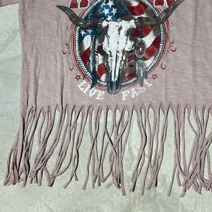New Women's Affliction SS Desert Ride Pink Biker Tattoo Tee T-Shirt Top SZ M thumbnail 5