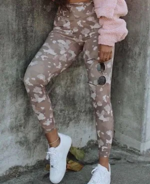 Balance leggings Camo spots brown tan pants high waisted size medium leggings thumbnail 1