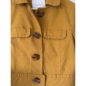 ANTHROPOLOGIE Nora‎ Flounce-Sleeved Trucker Jacket Golden Yellow Women's Size XS thumbnail 8