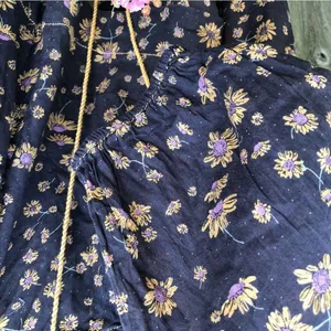 Free People Floral print Cotton Top Blouse M thumbnail 4