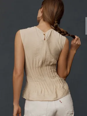 Anthropologie The Della Pleated-Waist Shell Top thumbnail 2