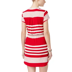NWT As U Wish Juniors Striped Drawstring T-Shirt Dress Red Stripe L thumbnail 2