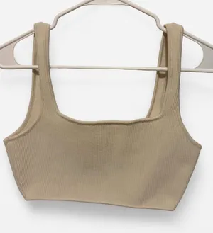 Kendall + Kylie cream ribbed crop top #kendallkylie #ribbed thumbnail 1