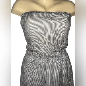 FAVLUX Black and White Strapless Striped Jumpsuit thumbnail 2