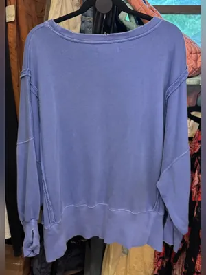 NWOT Free People We the Free Camden Sweatshirt - Blue Iris Periwinkle - Small thumbnail 8