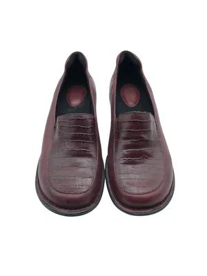 Clarks Artisan Womens Loafer Shoes Red Leather Slip On Crocodile Embossed 7 M thumbnail 3