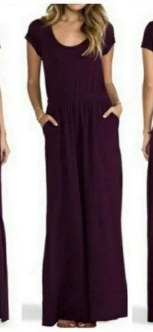 Free People Beach Andrina Maxi Dress Sz S Eggplant Purple Boho Coastal Side Slit thumbnail 1