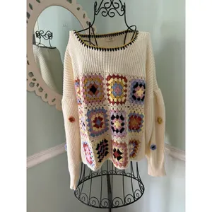 Entro Grannie‎ Square Boho Sweater M Oversize Crotchet thumbnail 2