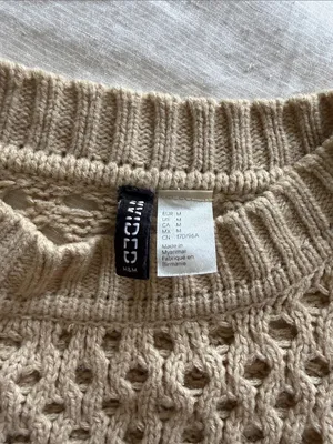 H&M Open-Knit Crewneck Sweater in Light Beige thumbnail 2