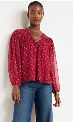 NWT Old Navy Floral Chiffon Blouse thumbnail 1