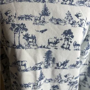 Vintage lands end Blue and White Scenic Print Sweatshirt size large thumbnail 3
