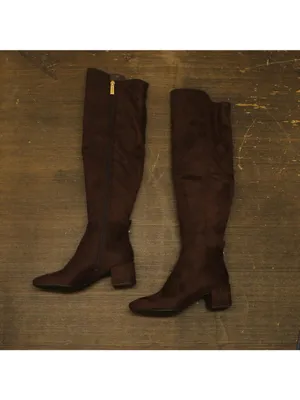 NWT Michael Michael Kors Braden Over-the-Knee Block Heel Boots Mocha Brown 5.5M thumbnail 2
