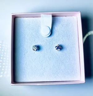 Diamonique sterling silver stud earrings thumbnail 1