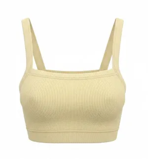 Z Supply Ribbed Square-Strap Crop Tank in Light Yellow thumbnail 1