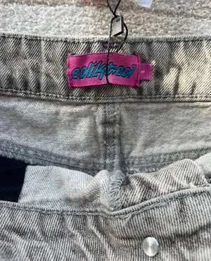 Edikted Low Waisted Denim Black Mini Skirt thumbnail 4