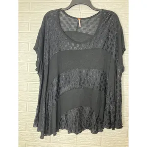 Free People anything & everything black‎ asymmetrical top women's size medium thumbnail 3