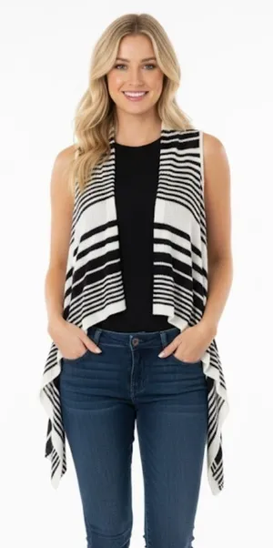 Active Los Angeles small stripe waterfall cardigan White thumbnail 1