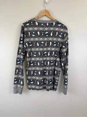 Hanna Andersson Unisex Adult Size Medium Long John Top Winter Penguins 48911 thumbnail 3