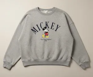 NWOT H&M Disney Mickey Mouse Grey Crewneck Sweatshirt L thumbnail 1