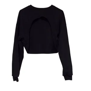 Black Shrug Cutout Long Sleeve Crop Sweatshirt‎ Small Workout Yoga Balletcore thumbnail 2