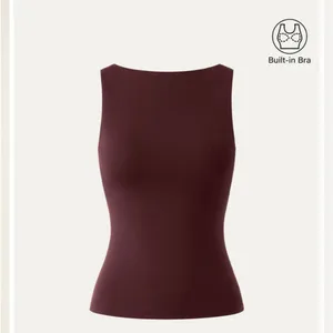 OGL Ribbed Built-In Bra Tank Top Burgundy Size XS Stretchy Cooling Fabric New thumbnail 2