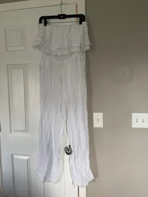 Altard State White Off Shoulder White Full Length Jumpsuit thumbnail 5