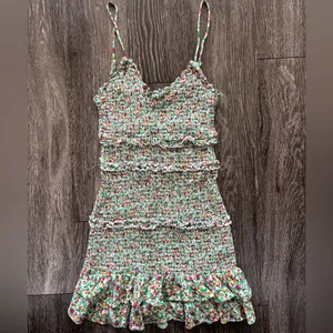 Olivaceous Floral Ruffle Mini Dress S thumbnail 1