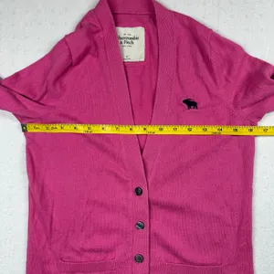 Abercrombie & Fitch Women’s Pink Button Front Cardigan Sweater Size M Logo thumbnail 5
