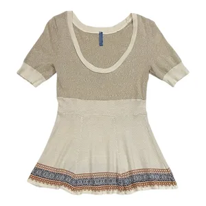 Free People Cream Fair Isle Fit & Flare Short Sleeve Knit Top Size XS thumbnail 4