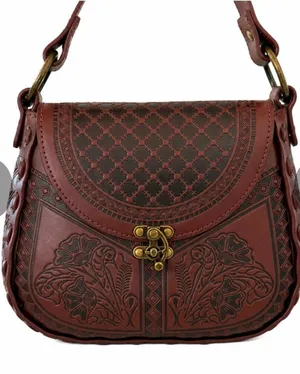Alma Mia Tooled Leather Hand Craftsman Made Crossbody Handbag Spanish Mexican thumbnail 1