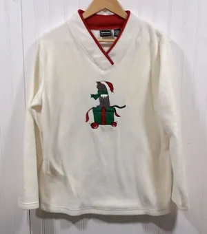 Bobbie Brooks white fleece cat sweater thumbnail 1