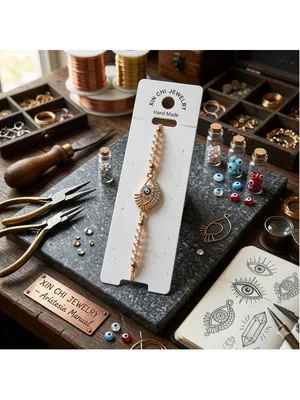 Women's Evil Eye Bracelet One Size Gold and Beige thumbnail 2