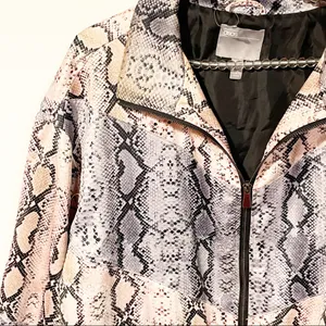 Asos Python Snake Print Size‎ 10 Zipper Front Bomber Jacket thumbnail 2
