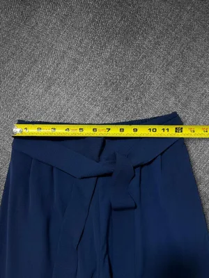 Papaya Navy Blue High Waist Wide Leg Tie Waist Pants thumbnail 6