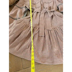 Pearl By Lela Rose Checked Seersucker Shirt Dress Womens Brown Size L thumbnail 7
