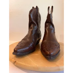 90s Nine West Brown Western Genuine Leather Point Toe Boot Size 7.5 Brazil Made thumbnail 14