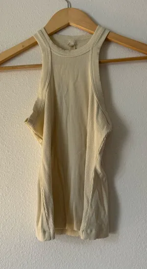 SKIMS Cream Ribbed Racerback Tank Top thumbnail 1