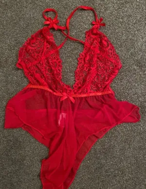Boutique Red Lace Lingerie Bodysuit Babydoll Sheer Stretch Teddy, Romantic Sleepwear thumbnail 3
