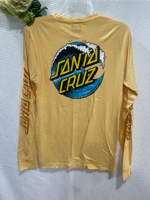 Santa Cruz Skateboards Women’s Medium Yellow Wave Logo Long Sleeve Shirt Santa thumbnail 1