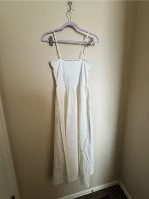 Gap Mixed Media Midi Dress Sz Small White‎ NEW strapless poplin summer cotton thumbnail 6